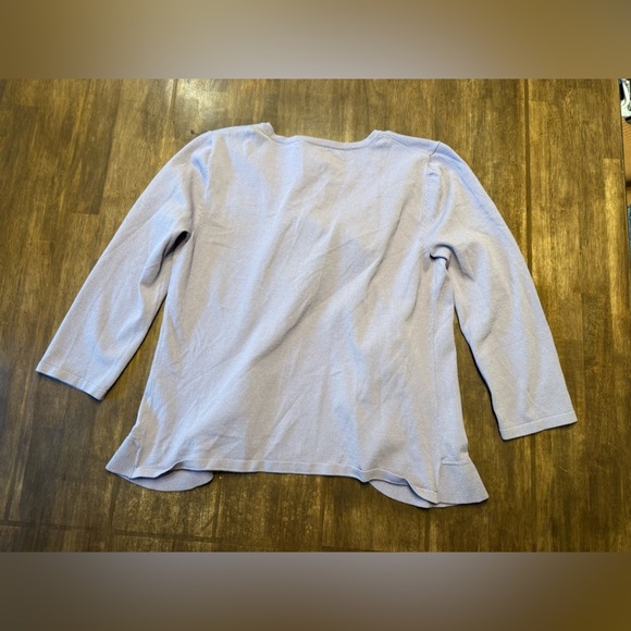 Cable & Gauge Cardigan Womans SZ S Soft Lilac Front Tie Ruffle Front Long Sleeve - Picture 6 of 6